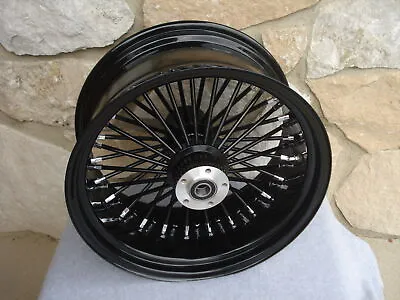 $464.99 • Buy 18x8.5  Black Fat Spoke Rear Dual Disc Wheel For Harley Choppers 240 250 Tire