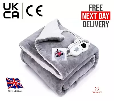 £39.50 • Buy Luxurious Electric Heated Throw Soft Fleece Grey Over Blanket Digital Controller