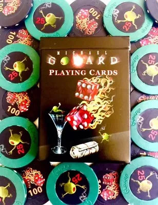 500 Michael Godard 12g Clay Casino Poker Chips + 2 Decks Of Godard Cards  • $59.99