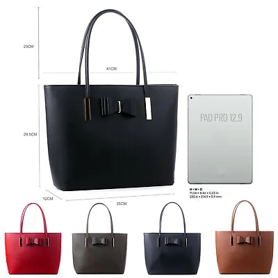Women Black Large Tote Bag For Laptop Travel Shoulder School Tote Bag Handbag • £20.99