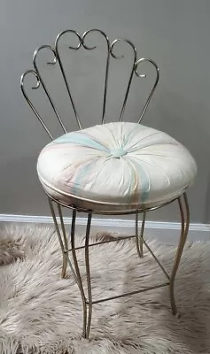 Vintage Gold Metal Vanity Chair Hollywood Regency/Mid Century Cushion Included • $88.99