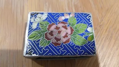 £0.99 • Buy VINTAGE CLOISONNE ENAMELLED COPPER FLORAL MATCHBOX HOLDER. 0.75x1.50x2.25
