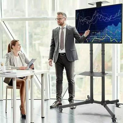 Portable Mobile Trolley TV Stand Support For 32 - 70  Screen Wheels Adjustable • £57.91