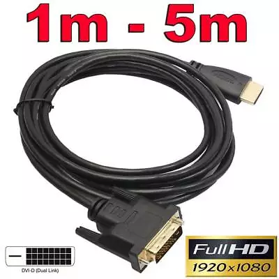 Gold HDMI To DVI-D 24+1 Pin Digital Cable Lead For HDTV BluRay PS3 Xbox 360 TV • $5.99