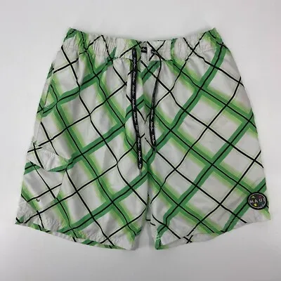 Maui And Sons Swim Trunks Men Medium Green White Bathing Suit Board Shorts • $2.49