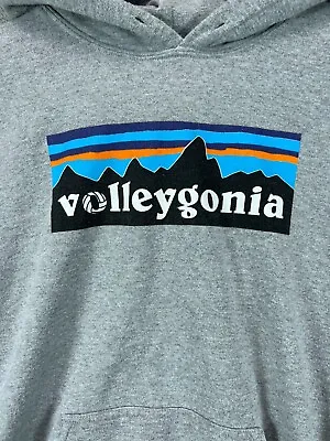 Volleygonia Hoodie Medium Lucky Dog Volleyball Gray Sweatshirt Graphic Logo • $23.10