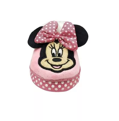 Toddler Girls PINK POLKA DOT MINNIE MOUSE SLIPPERS Fabric DISNEY Size XL 11-12 • $9.99