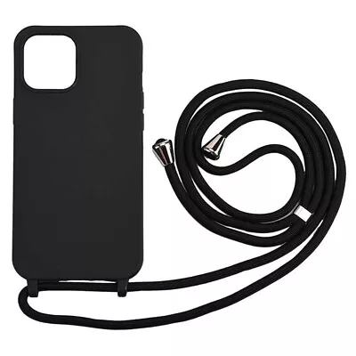 Abitku IPhone 12 ProMax Crossbody Necklace CaseSilicone Lanyard Neckstrap BLACK • £10