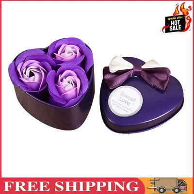 $9.01 • Buy Scented Rose Flower Soap Fake Petal Body Bath Valentine Day Gift (Purple)