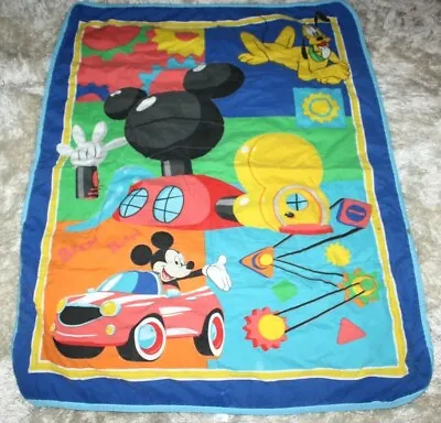 Disney Baby Quilt Crib Blanket Mickey Mouse House Gears 44x56  Vintage Pluto HTF • $21.85