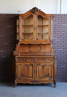 Antique French China Hutch ~French Vaisselier~ Carved Walnut Buffet Cabinet • $9995