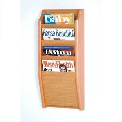 Wooden Mallet 4 Pocket Magazine Wall Rack In Light Oak • $82.17