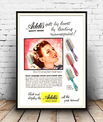 £11.39 • Buy Addis Hair Brush : Reproduction Vintage Hair Care Advert, Poster, Wall Art.