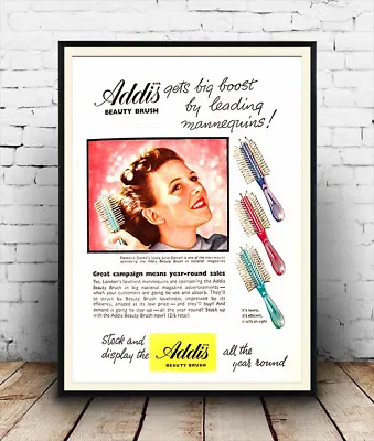 Addis Hair Brush : Reproduction Vintage Hair Care Advert Poster Wall Art. • £5.09