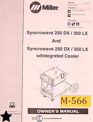 Miller Syncrowave 250DX 350LX Welder Owner’s Manual  • $109