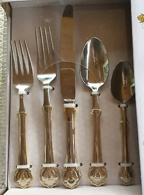 Wallace Napoleon Bee Gold Accent-1-5 Pc Place Set-flatware-silverware-stainless • $38.99