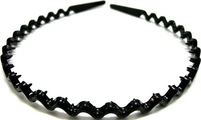 Black Wavy Sports Hairband Headband Girls Womens Ladies Kids Mens Gym Alice Band • £2.99