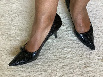 £69 • Buy Vintage 1960’s Snakeskin  navy Blue Shoes By Bally UK 5
