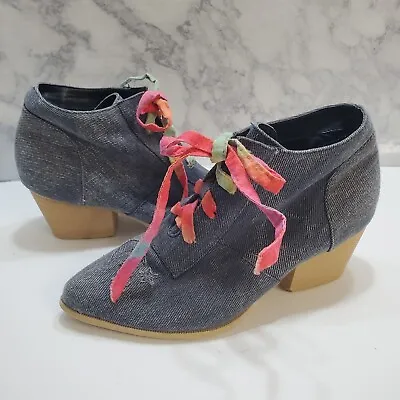 YRU AURA LO Womens Boots Size 8 Blue Denim Festival Colorful Stars Quirky • $19.99