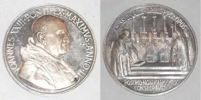 1960 Silver Papal Medal John 23 Year 2 Consecrating Missionary Bishops Mistruzzi • $199.99