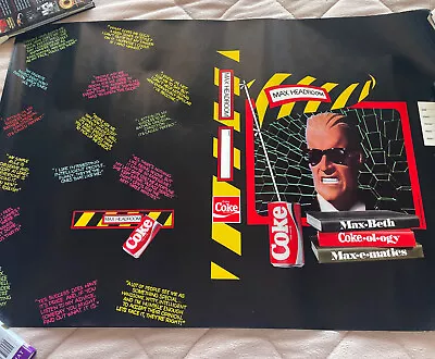 Original Vintage 1987 Max Headroom Coke Coca Cola Promo Book Cover Poster • $19.99