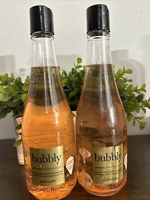 2 NEW Philosophy Bubbly Shampoo Body Wash Bubble Bath 12oz Ea Champagne Bottle • £31.80