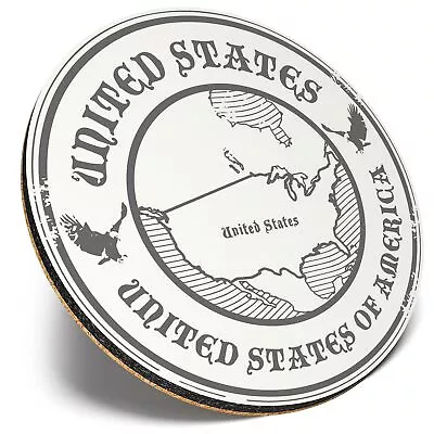 Round Single Coaster  - BW - United States Of America Travel Map  #39913 • £4.99