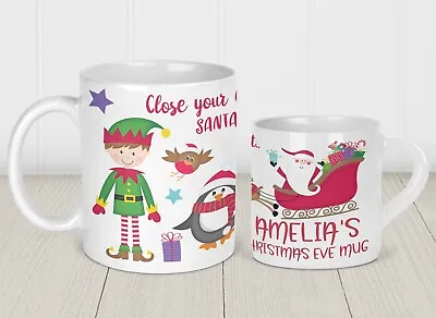 Personalised Printed Ceramic / Plastic Mug CHRISTMAS EVE Santa Sleigh 6oz / 11oz • £8.99