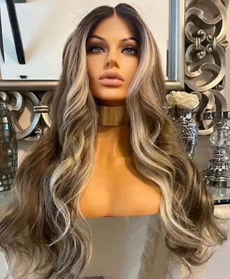 £95 • Buy Blonde Lace Front Wig Centre Part Lace Front Wig Balayage Wig Brown Blonde Wig