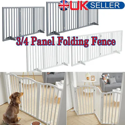 £42.95 • Buy Wooden Pet Gate Long Fence Foldable Puppy Dog PlayPen Barrier W/ Support Feet UK