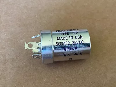 NOS 1970s Mallory 500 Uf 25 Type FP WP057A Tiny 1  Can Capacitor TESTED (Qty) • $12