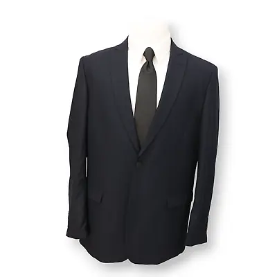 STACY ADAMS Mens Blue Checkered Extra Buttons Sport Coat Suit Jacket Blazer 46 L • $39.99