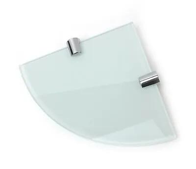 Glass Shelves Wall Mounted White Toughened Corner Various Chrome Supports • £7.39