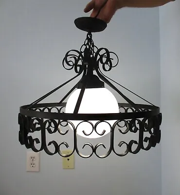 Vtg MCM Moe Umanoff Gothic Spanish Revival Ceiling Light Medieval Chandelier • $137.50