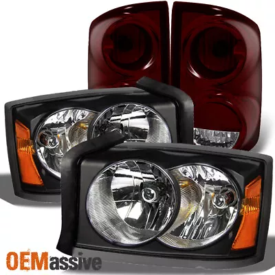 Fit 05-07 Dodge Dakota Black Headlights + Dark Red Tail Lights Replacement • $161.99