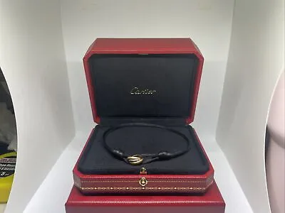 Cartier Trinity Black Silk Cord Bracelet 18k Yellow Rose White Gold  • $602