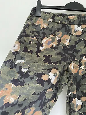 FRENCH CONNECTION Khaki Camo Print Combat Trousers UK10 • £45
