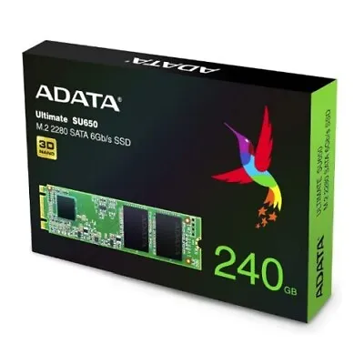 ADATA 240GB Ultimate SU650 M.2 SATA SSD M.2 2280 SATA3 3D NAND R/W 550/500 • £25.88