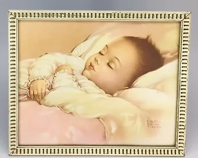 Vintage Edythe Marie Klapka Framed Print Precious Asleep Baby Nursery Decor • $13.99