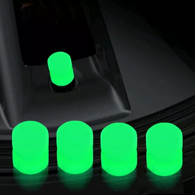 4Pcs Luminous Green Glow In Dark Car Tire Valve Caps Rim Stem Cover Accessories • £3.60