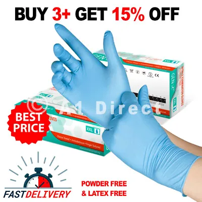 £0.99 • Buy Blue Nitrile Disposable Hand Gloves Latex & Powder Free Food Catering Box Of 100