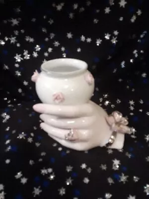 Ucagco Japan 24k Trim Detail Porcelain Lady Hand Vase Pink Flowers Vintage 1958 • $24.99