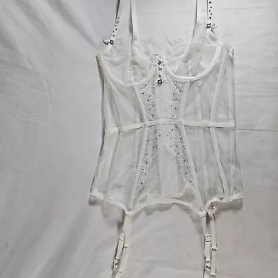 Victoria's Secret I Do Bridal Merrywidow Corset Garter Slip 34B Sheer White • $74.99