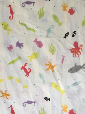 $14.99 • Buy Garnet Hill Cotton Duvet Cover Crib Nautical Whimsical Shark Fish Eels 35x50” C2