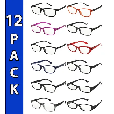 $17.95 • Buy Mens Womens Reading Glasses 12 Pack Bulk Readers Assorted Colors And Frames 
