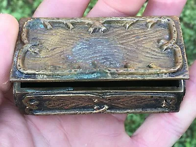 Antique Solid Brass Matches Or Cigarettes Vesta Hinged Box Case Holder & Striker • $249.99