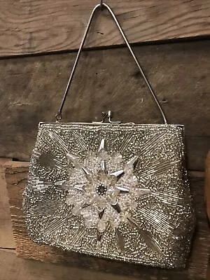 Vintage Antique Rhinestone Beaded Clutch Starburst Purse Bag Hong Kong  • $29