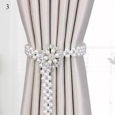 £5.06 • Buy Curtain Buckle Tie Backs Pearl Crystal Magnetic Tiebacks Clips Holdbacks Home UK