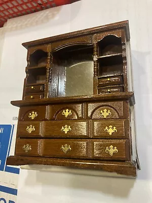 Concord Dollhouse  Miniature Nice Brown Large Mirrored Cabinet #1827 M/ob Wow! • $19.99