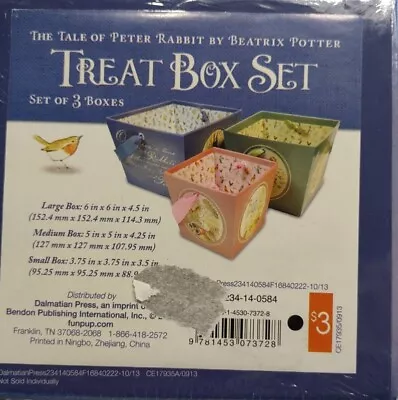 Tale Of Peter Rabbit Treat Box Set Of 3 For Easter Or Nursery Decoration NWT • $14.49